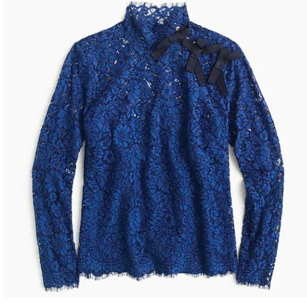 J.Crew Mockneck Top in Floral Lace